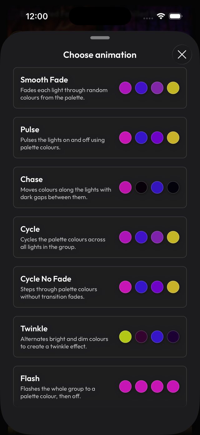 Choose animation menu