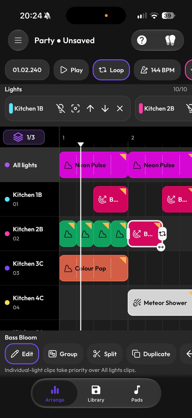 Multitrack sequencer timeline