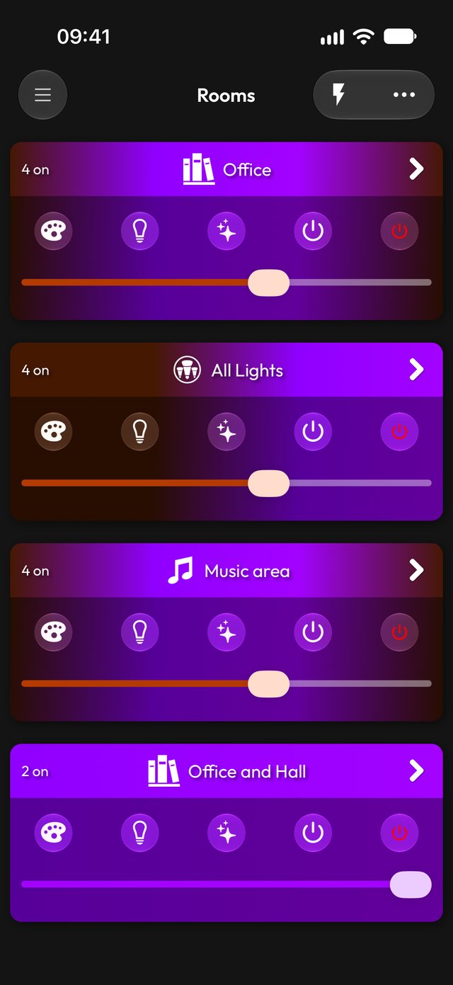 Room controls (dark mode)