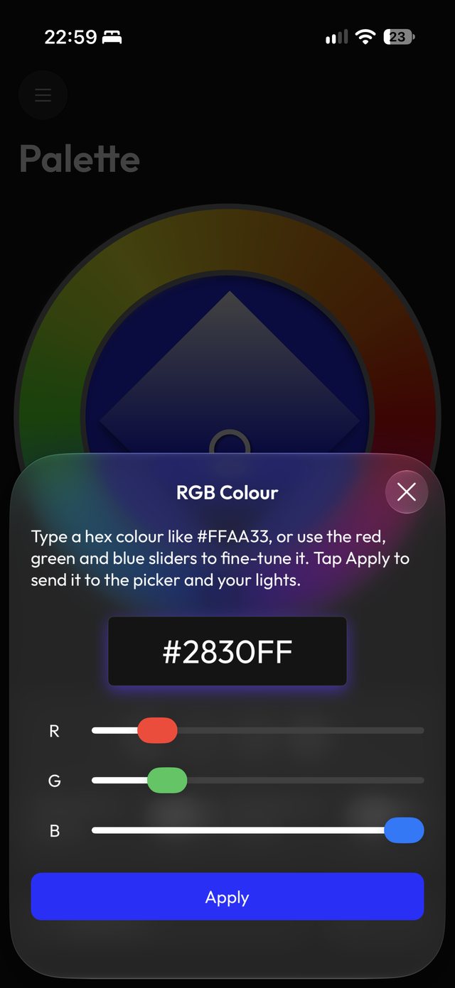 RGB colour and hex entry