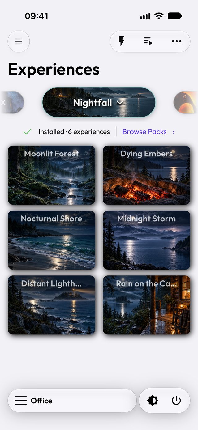 Nightfall pack in the app (light mode)