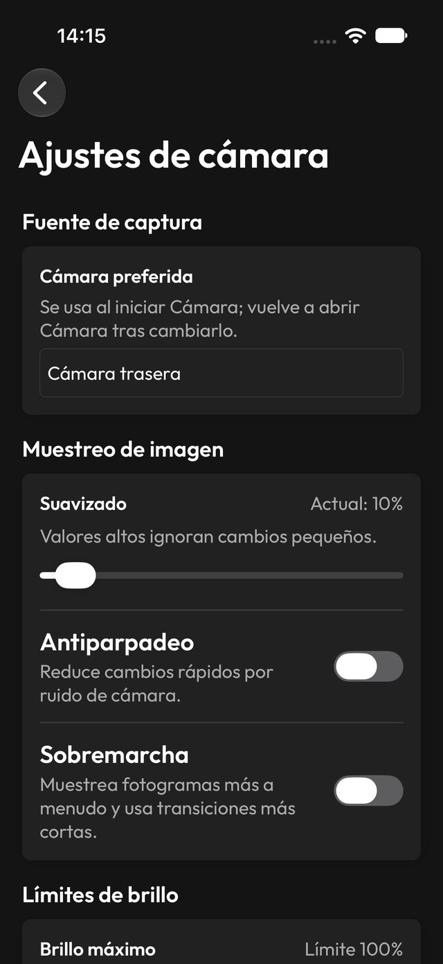 Ajustes de sincronización de cámara