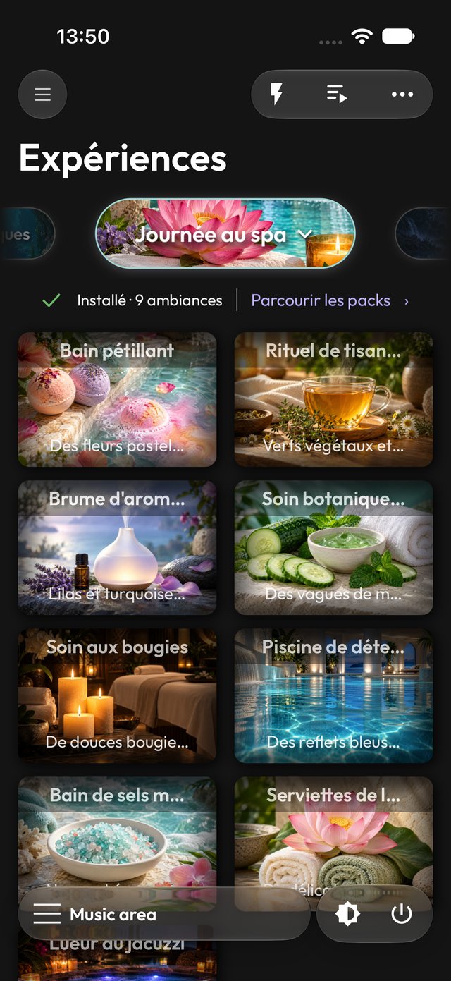 Pack d’ambiances Journée au spa en mode sombre