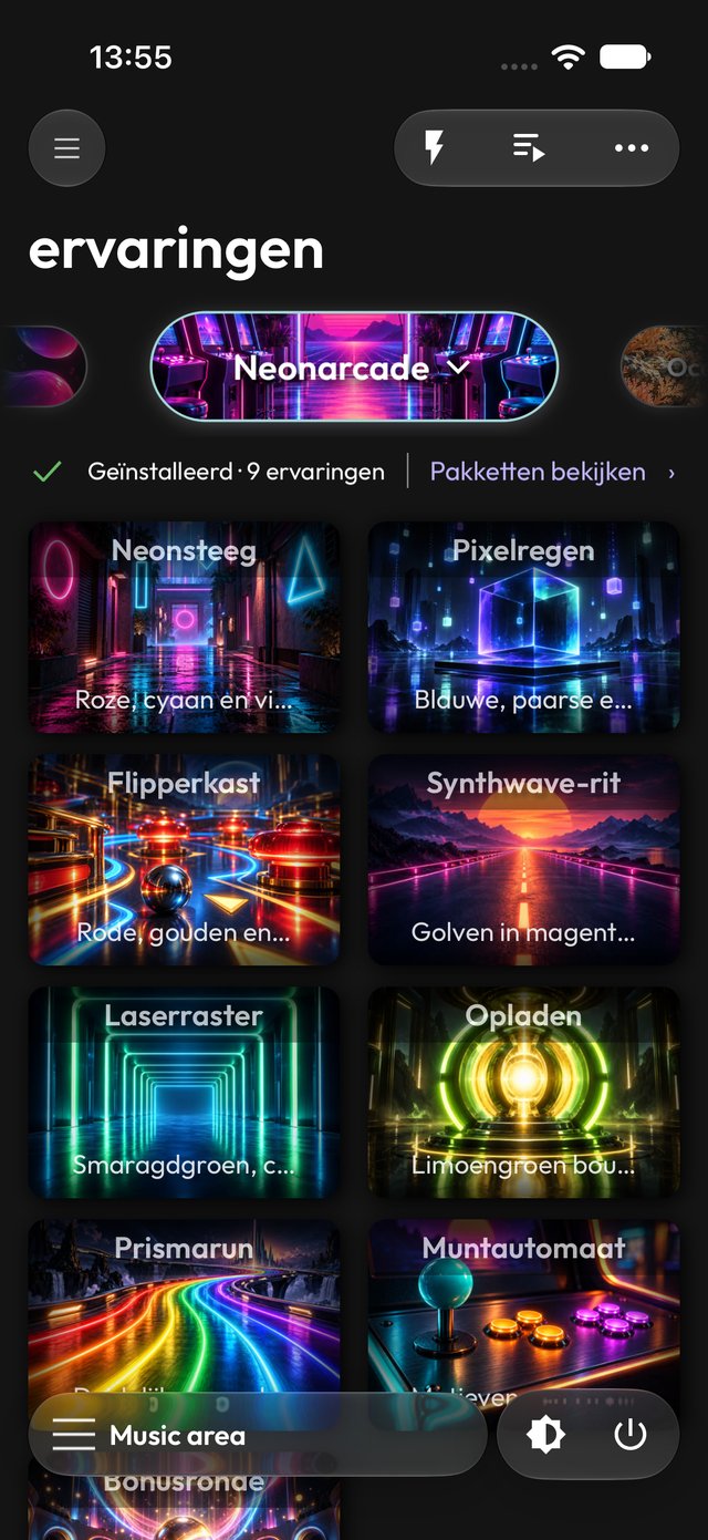 Neonarcade-pakket in de app in donkere modus