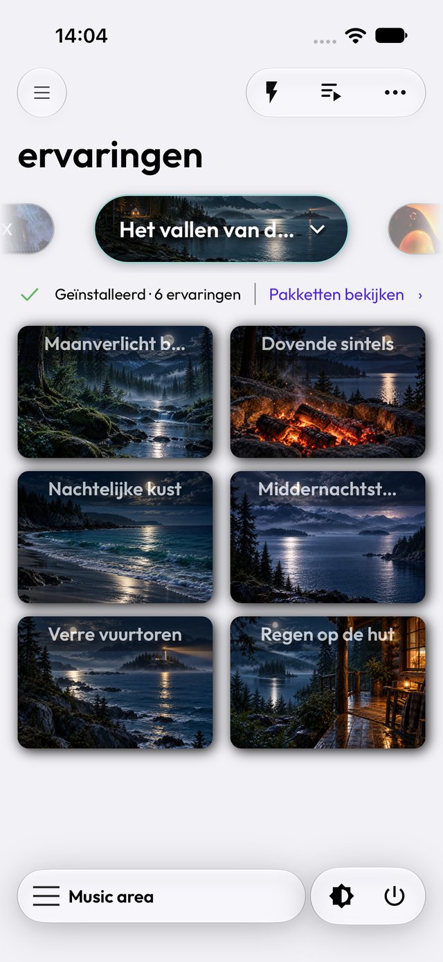 Het pakket ‘Het vallen van de nacht’ in de app in lichte modus